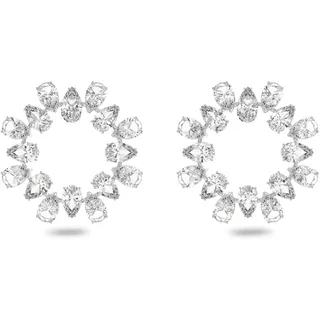 Swarovski Matrix Ohrringe, Rhodinierte Kreolen mit Strahlenden Swarovski Kristallen