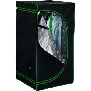 Mucola Gewächshaus inkl. 3 in 1 Feuchtigkeitsmessgerät für Pflanzen Pflanzenzelt Growbox Indoor Pflanzenzelt Zuchtzelt Zuchtschrank Darkroom Frühbeet Schwarz Grün - 60x60x180cm - Schwarz