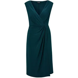 Abendkleid GOLDNER "Cocktailkleid mit Raffungen", Damen, Gr. 54, N-Gr, grün (smaragdgrün), Obermaterial: 95% Polyester PES. 5% Elasthan EL., festlich, V-Ausschnitt, Ohne Arm, Kleider Abendkleid, Knöpfe