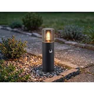 LED Außen Wegeleuchte mit Bewegungsmelder Sockelleuchte Gartenleuchten mit Strom - Schwarz