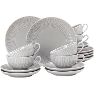 SELTMANN WEIDEN 4052212140117 Teeservice 18-teilig klein, Teeobertasse, Untertasse, 6X Brotteller, Porzellan