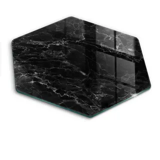 Wallfluent Glasplatte 40 cm Eleganter Marmor , Schwarz , Glas , Rund , 40x40 cm , Küchenzubehör, Schneidebretter