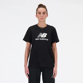 New Balance T-Shirt "SPORT ESSENTIALS JERSEY LOGO T-SHIRT" Kurzarm, mit Rundhalsausschnitt, aus Baumwolle, normale Länge, schwarz (001)