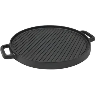 Gusseisen Grillplatte - 30 cm - Guss Pfanne mit Griffen - Grill Zubehör eingebrannt emailliert