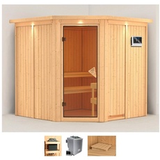 Bild von Sauna »Jarla«, (Set), 9-kW-Ofen mit externer Steuerung, beige