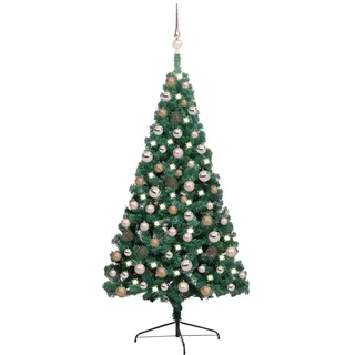 Künstlicher Halb-Weihnachtsbaum Beleuchtung Kugeln Grün 120 cm - Grün