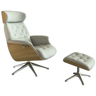 flexlux Relaxsessel Volden 83 x 112 x 125 cm Weiß drehbar mit Kopfteil