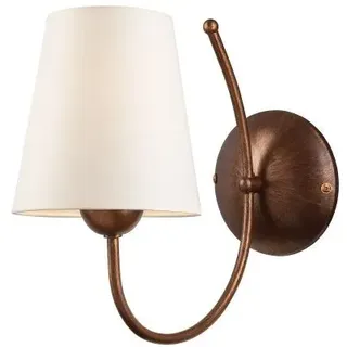 Wandleuchte TORI Creme Shabby Braun Landhaus Metall Stoff E27 280 mm