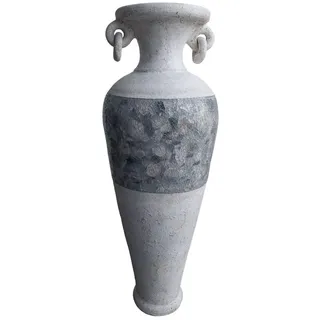 Romimex Bodenvase in Weiß, Grau, Terrakotta, 34 x 100 x 34 cm mit Griffen