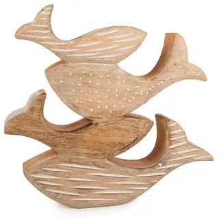 Logbuch-Verlag Fisch Deko Figur aus Holz handgeschnitzt aus Naturholz Maritime Meer Küsten Dekoration als christlich religiöses Geschenk 25 x 4 x 24 cm