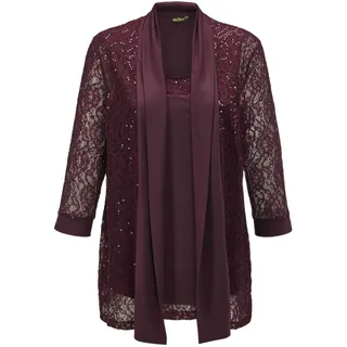 GOLDNER Klassische Bluse »Set aus glitzerndem Spitzenjäckchen und Top«, pink