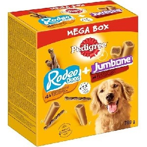 Pedigree Hundesnacks Mixpack mit Rodeo Duos Huhn &amp; Bacon (24 Stück) und Riesenknochen Rind &amp; Geflügel (4 Stück), 780g um 4,44 € statt 6,40 €