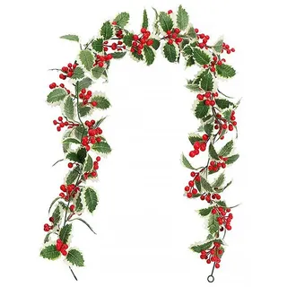 Christmas Vine with Pine Cones, Weihnachts Beeren Girlande, Weihnachtsgirlande mit Tannenzapfen, Künstliche Weihnachten Girlande Deko, Geeignet für Dekoration von Türrahmen und Fenstern