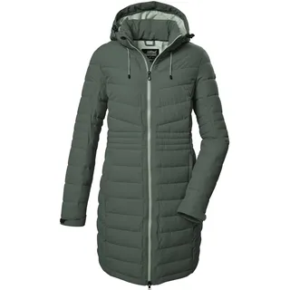 KILLTEC Damen Kow 96 Wmn Qltd Ct Steppmantel/Funktionsmantel In Daunenoptik Mit Abzippbarer Kapuze, Grün/grau, 48