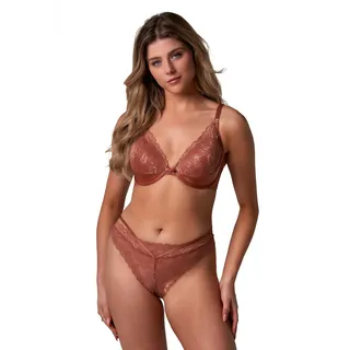 String "Mexy", Damen, Gr. XXL, braun (cinamon), Spitze, Obermaterial: 86% Polyamid, 14% Elasthan, AFTER EDEN D-CUP & UP, körpernah, Unterhosen String, mit Spitze, Riemchendetails, feminin, bequem, weich, elastisch