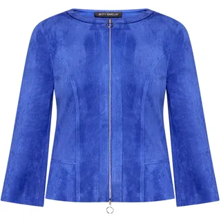 Jackenblazer BETTY BARCLAY "Blazer-Jacke mit Reißverschluss", Damen, Gr. 36, blau (adria blau), Obermaterial: 92% Polyester PES. 8% Elasthan EL., Blazer Jackenblazer