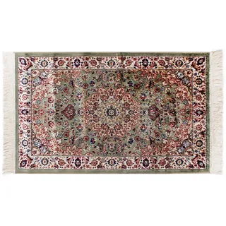 SaRani Klassischer Orientalischer Teppich Fransen Gold Möbel Blau Bordeaux Grün (40 x 60 cm, Grün)