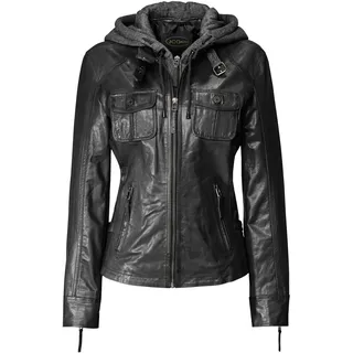 Lederjacke JCC "Lederjacke 31024028", Damen, Gr. 42, schwarz, Obermaterial: 100% Lammleder LEL. Futter: 100% Baumwolle CO., Jacken Lederjacke