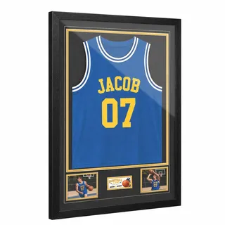 WISYOK Trikotrahmen, 60x80cm, Holz Frame mit Acrylplatte, Schwarz | Trikot Rahmen, 3D Bilderrahmen zum Befüllen, Schwarz, Für Fußball-, Basketball-, Eishockey- und Rugbytrikots