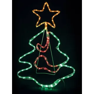 Galileo Casa Leuchtschild Weihnachtsbaum 76 x 48 cm, Grün/Rot/Gelb, Maße: L 76 x B 48 x H 3 cm
