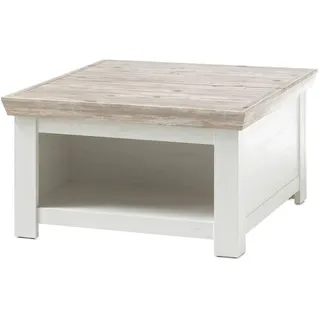 furn.design Couchtisch weiß / Oslo Pinie Landhaus Beistelltisch mit Truhe und Ablage - Weiß, Naturbelassen