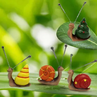 Norhogo 4 Stück Deko Garten Schnecke Figuren, Harz Schnecken Garten Deko Figuren, Schnecke gartenfiguren & gartenstatuen, Tiere Ornament gartenfigur für Garten Draußen Balkon Terrassen Bauernhof