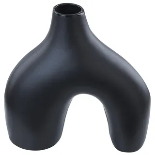 Beliani Blumenvase LAMIA Keramik 30 cm Schwarz