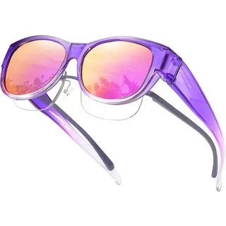 Überzieh Sonnenbrille Damen Polarisiert über Normale Brille Verspiegelt Herren TR90 Ultra Leicht Groß Mode Rund Fahrerbrillen