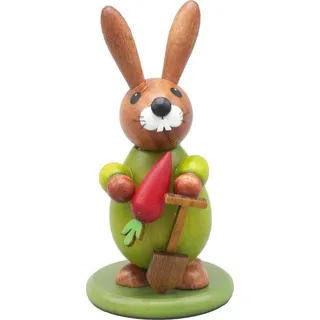 Osterhase auf Sockel grün mit Möhre Höhe 9 cm NEU Osterfigur Osterdeko Holz