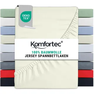 Komfortec Spannbettlaken Jersey 140 x 200 cm Ecru