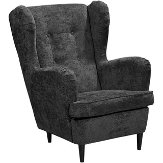 Mid.you Ohrensessel , Schwarz , Textil , Buche , 78x102x98 cm , Made in Eu , gepolsterte Armlehnen , Wohnzimmer, Sessel, Ohrensessel