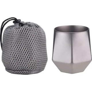 Camping-Kaffeetasse, leicht, 240 ml, doppelschichtiges Ti-Vakuum, Anti-Verbrühung, sechseckiger Wassertee für Outdoor-Camp, Sandstrahlen