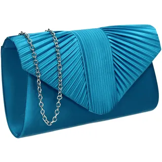 SwankySwans Sophie Damen-Clutch, Satin, Party, Abschlussball, Hochzeit, Abend, Clutch, blau, One Size
