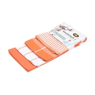 Gözze - Geschirrtuch-Set, 4-teilig, 100% Baumwoll-Jacquard-Stoff, hohe Materialdichte (200 g/m2), 50 x 70 cm Terra