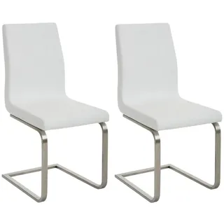 CLP Schwingstuhl 2er Set Lederlook Weiß , Textil , 40x90x50 cm , Esszimmer, Stühle, Schwingstühle