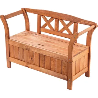 Gartenbank - Parkbank aus Holz - Mit Rückenlehne - 119 cm - Mit Stauraum - Für Terrasse - Eiche - Braun