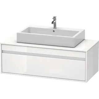 Duravit Ketho Konsolenwaschtischunterbau wandhängend, 1200x426x550 mm, 1 Auszug, für Aufsatzbecken mittig, KT669602222, Farbe: Weiß Hochglanz Dekor