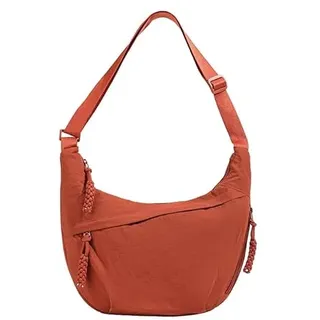 LOCCY Halbmond Umhängetasche Damen, Nylon Crossbody Bag Half Moon Bag Crossbody Schultertasche Hobo Tasche mit verstellbarer Schultergurt für Uni Arbeit Reisen Alltag (Orange)