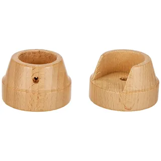 GARDINIA Wandlager für Gardinenstangen mit Ø 28 mm, Inklusive Befestigungsmaterial, Wandmontage, Serie Lugano, Holz, Natur, 2 Stück