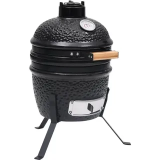 vidaXL 2-in-1 Kamado-Grill Smoker Keramik schwarz