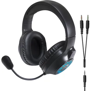 Speedlink Tyron RGB Gaming Headset mit Mikrofon für PC PS4/PS5/ Xbox Series X/S/Switch, RGB Beleuchtung, mit Kabel 3,5mm Klinke, Y-Adapter, schwarz