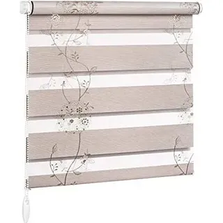 Maßanfertigung Doppelrollo Blume Natur Kupfer Pailletten BH2610 bis Stoffbreite 150cm und bis Stofflänge 150cm