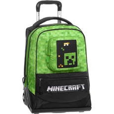 Minecraft Schulrucksack mit verstellbarem Griff, gepolsterte und verstellbare Schultergurte, mit großen Fächern und Reißverschlüssen, 32 x 47 x 21 cm, Grün Und Schwarz 1, Taglia unica, Casual