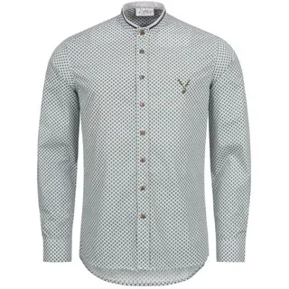 Trachtenhemd NÜBLER "Trachtenhemd langarm Johann", Herren, Gr. L, EURO, grün, Obermaterial: 97% Polyester PES. 3% Elasthan EL., Hemden Trachtenhemd