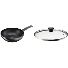 Tefal G26019 Ultimate On Wokpfanne 28CM & Glasdeckel 28 cm, Edelstahlfassung, Spülmaschinenfest, Dampfventil, Thermokunststoffgriff, 28097712