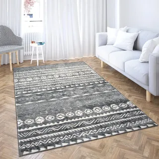 Comart Shedir d'Decor Teppich, Grau und Weiß, für Wohnzimmer, Badezimmer, Schlafzimmer, 133 x 200 cm