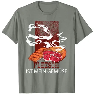 Fleisch ist Mein Gemüse | Anti Vegan | Grillen Grill T-Shirt, Herren, Heidekraut/Armeegrün, L