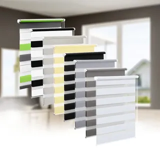 Eurohome Doppelrollo Klemmfix ohne Bohren, Duo Rollo,70cm x 150cm (Stoffbreite 66 cm) Weiß Transparentes und undurchsichtiges Sichtschutz Rollo mit Klemmträgern für Fenster und Türen
