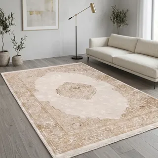 Sehrazat Venus 6908 Kurzflorteppich 200 x 300 cm Beige/Gold