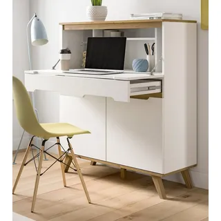 inn.furn Sekretär Hygge in weiß Eiche Schreibtisch skandinavisch mit Soft-Close